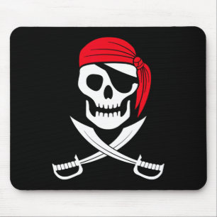 Pirate Skull Red Bandana Sword Costume Gift Mouse Pad