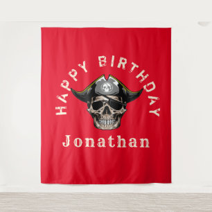 Pirate Skull Red Tapestry