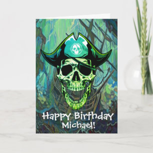 Pirate Skull Ship Captain Card