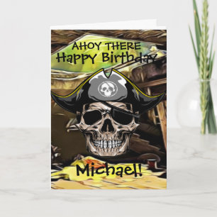 Pirate Skull  Ship Captain Card