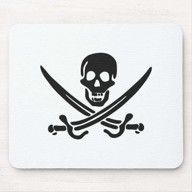 Pirate skull  silhouette - Choose background colou Mouse Pad (Front)