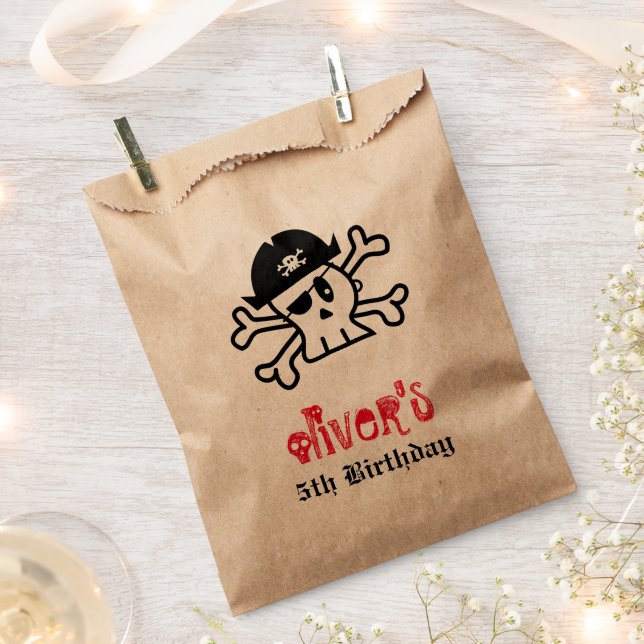 Pirate Skull Skeleton Boy Birthday Party Favour Ba Bag (Clipped)