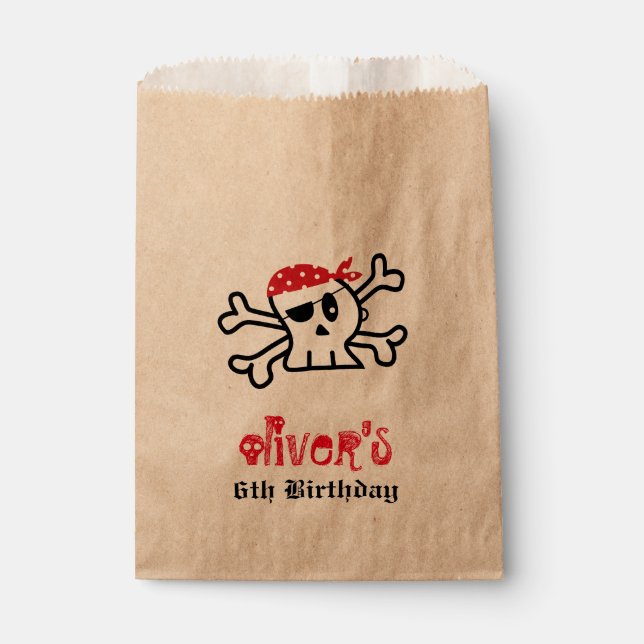 Pirate Skull Skeleton Boy Birthday Party Favour Ba Bag (Front)
