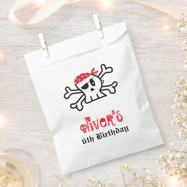 Pirate Skull Skeleton Boy Birthday Party Favour Ba Bag (Clipped)