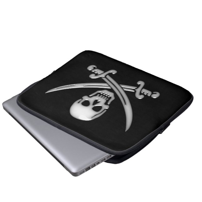 Pirate Skull & Sword Crossbones Laptop Sleeve (Front Bottom)