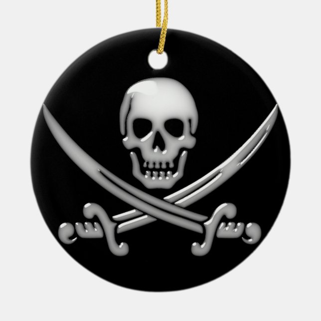 Pirate Skull & Sword Crossbones (TLAPD) Ceramic Ornament (Front)