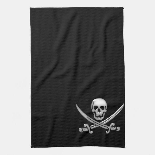 Pirate Skull & Sword Crossbones (TLAPD) Kitchen Towel (Vertical)