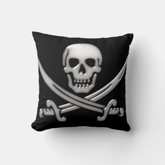 Pirate Skull & Sword Crossbones (TLAPD) Throw Pillow (Front)