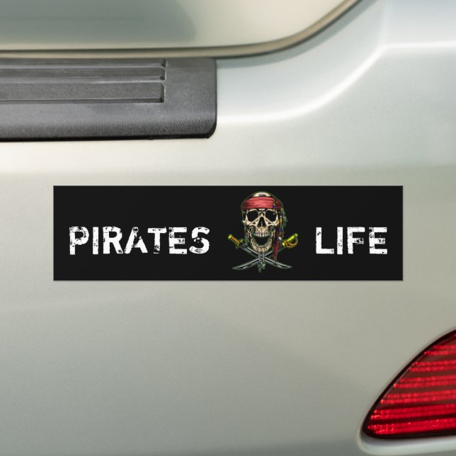 Pirate SKULL SWORD Legend Black Bumper Sticker (En voiture)