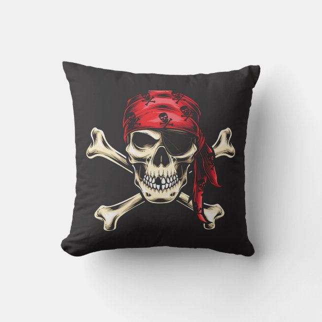 Pirate Skull Throw Pillow (Front)