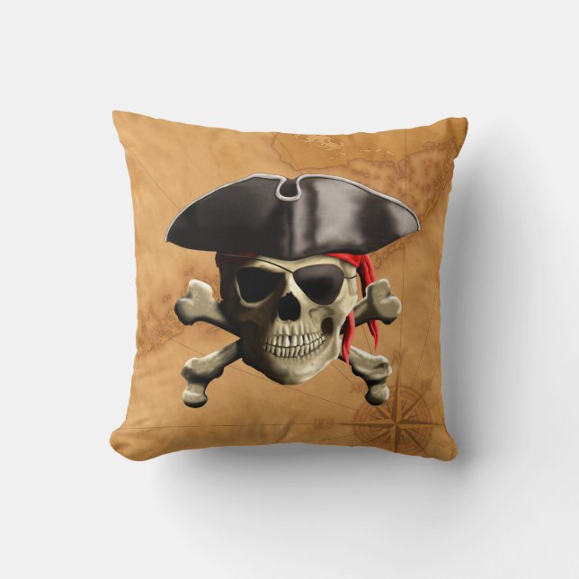 Pirate Skull Throw Pillow (Front)