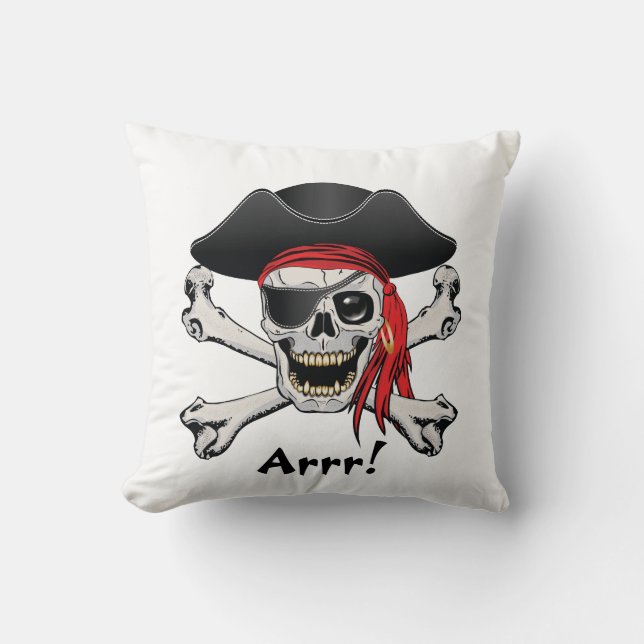 Pirate Skull Throw Pillow (Front)