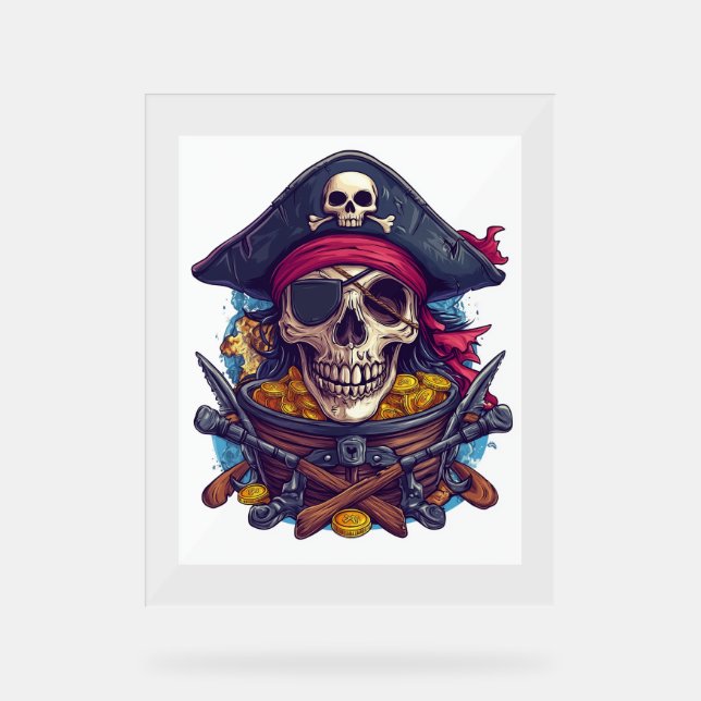 Pirate Skull Treasure Acrylic Sign (Front)