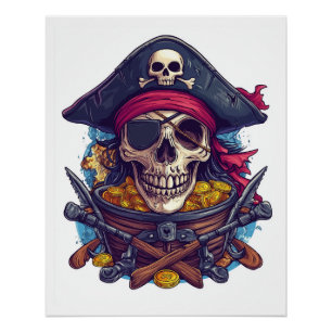 Pirate Skull Treasure Poster