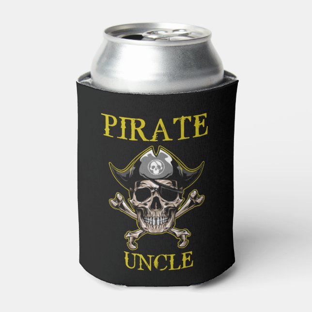 PIRATE SKULL UNCLE GOLD CAN COOLER (Can Front)