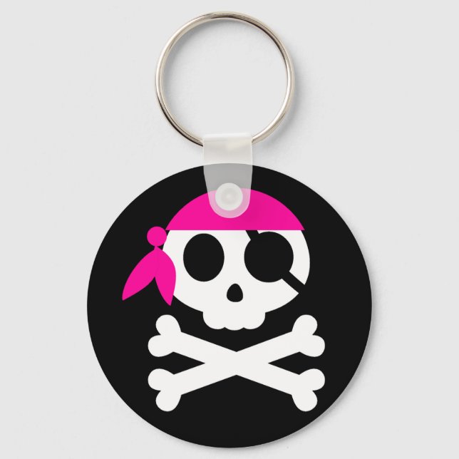 Pirate Skull with Bandanna Keychain (Front)