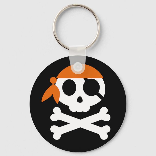 Pirate Skull with Bandanna Keychain (Front)