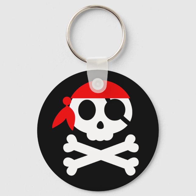 Pirate Skull with Bandanna Keychain (Front)
