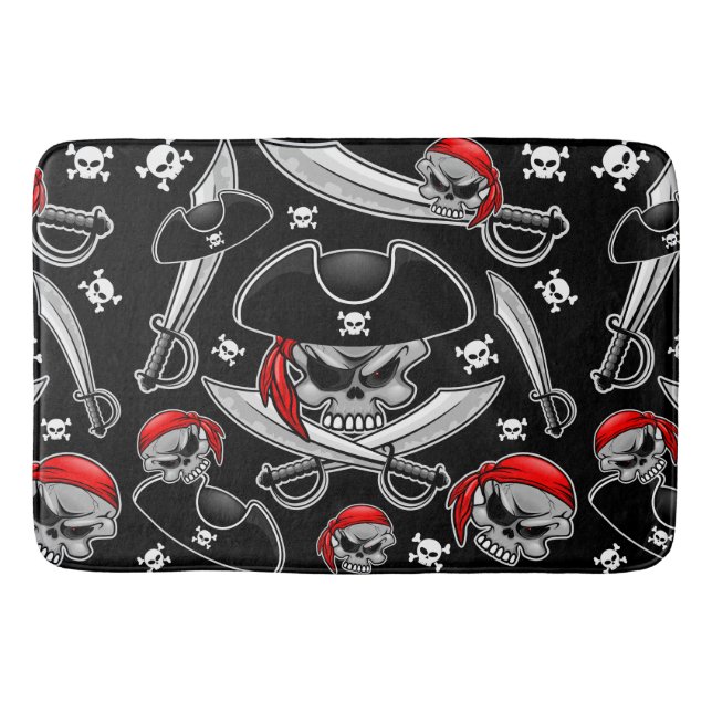 Pirate Skull with Crossed Sabres Bath Mat (Front)