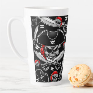 Pirate Skull with Crossed Sabres Latte Mug