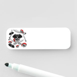 Pirate Skull with Crossed Sabres Name Tag