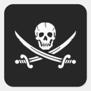 Pirate Skull with Crossed Swords Square Sticker