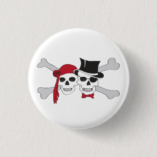 pirate skulls and crossbones 1 inch round button