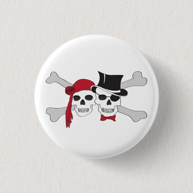 pirate skulls and crossbones 1 inch round button (Front)