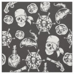 Pirate skulls black white pattern  fabric