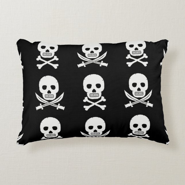Pirate Skulls Crossbones Seamless Pattern Accent Pillow (Front)