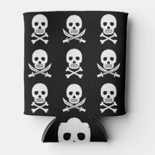 Pirate Skulls Crossbones Seamless Pattern Can Cooler