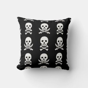 Pirate Skulls Crossbones Seamless Pattern Throw Pillow