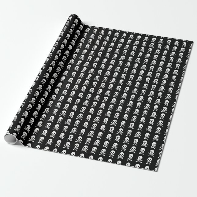 Pirate Skulls Crossbones Seamless Pattern Wrapping Paper (Unrolled)