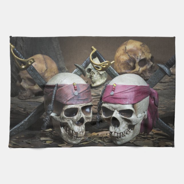 Pirate Skulls serviette de cuisine (Horizontal)