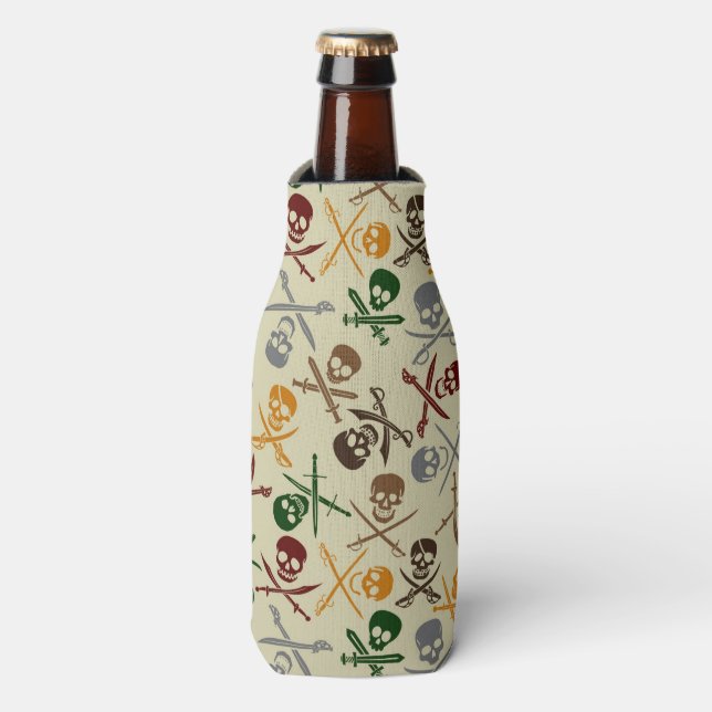 Pirate Skulls with Crossed Swords Bottle Cooler (Bottle Front)