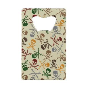 Pirate Skulls with Crossed Swords Credit Card Bottle Opener