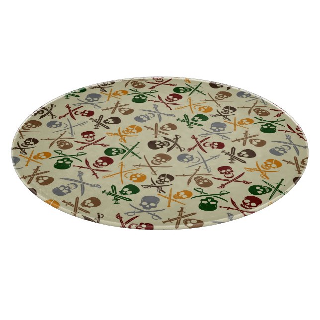 Pirate Skulls with Crossed Swords Cutting Board (Corner)