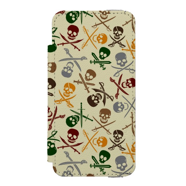 Pirate Skulls with Crossed Swords Incipio iPhone Wallet Case (Folio Front)