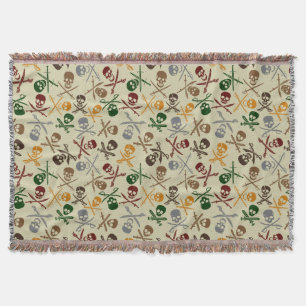 Pirate Skulls with Crossed Swords Throw Blanket