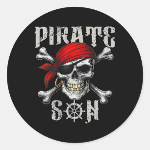 Pirate Son Jolly Roger Flag And Skull Crossbones H Classic Round Sticker
