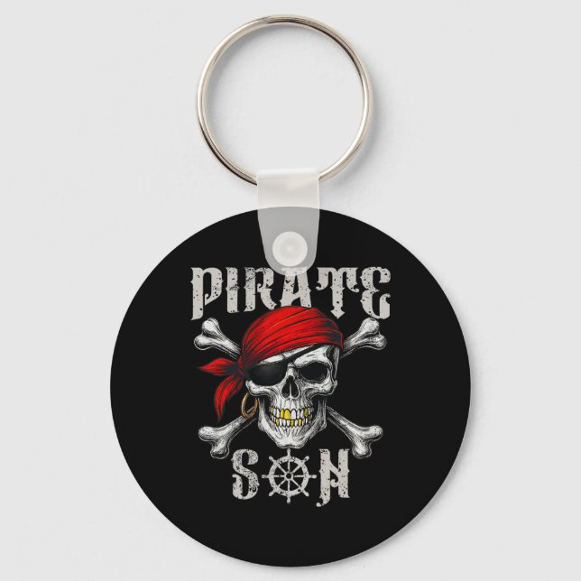 Pirate Son Jolly Roger Flag And Skull Crossbones H Keychain (Front)
