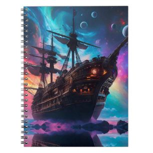 Pirate Space Ship Nebula and Moons  Notebook