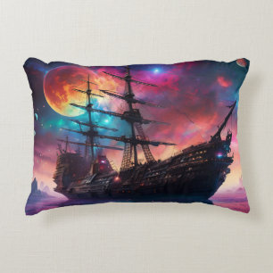 Pirate SpaceShip Lands on Another Planet Accent Pillow