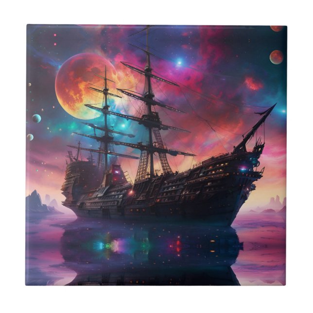 Pirate SpaceShip Lands on Another Planet Tile (Front)