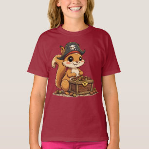 Pirate Squirrel with Acorn Treasure Funny Cute Kid T-Shirt