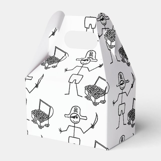 Pirate Stickman With Treasure Chest Favor Box (Front Side)