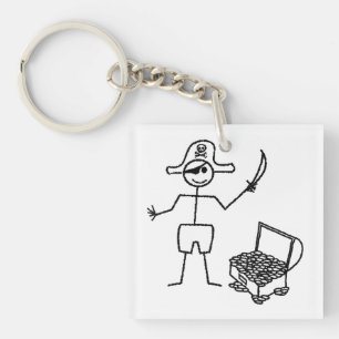 Pirate Stickman With Treasure Chest Keychain