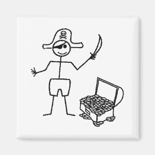 Pirate Stickman With Treasure Chest Magnet
