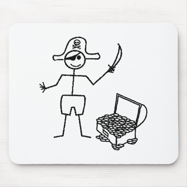 Pirate Stickman With Treasure Chest Mouse Pad (Front)