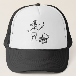 Pirate Stickman With Treasure Chest Trucker Hat